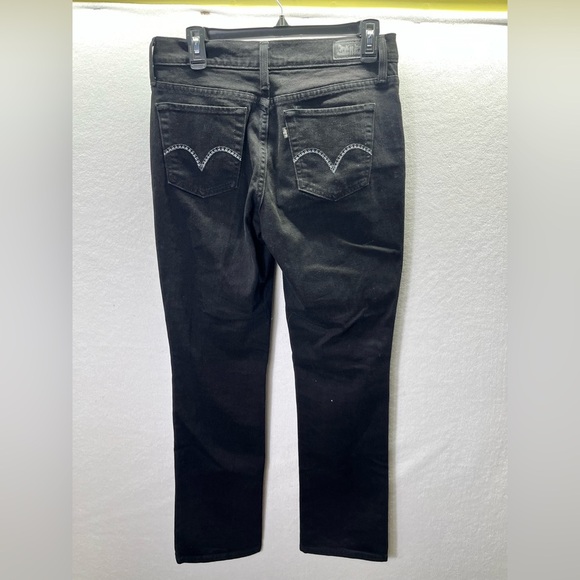 Levi’s 505 Straight Leg Black Denim Jeans Womens 6 Stretch Work Waitress 2545 - Picture 10 of 11